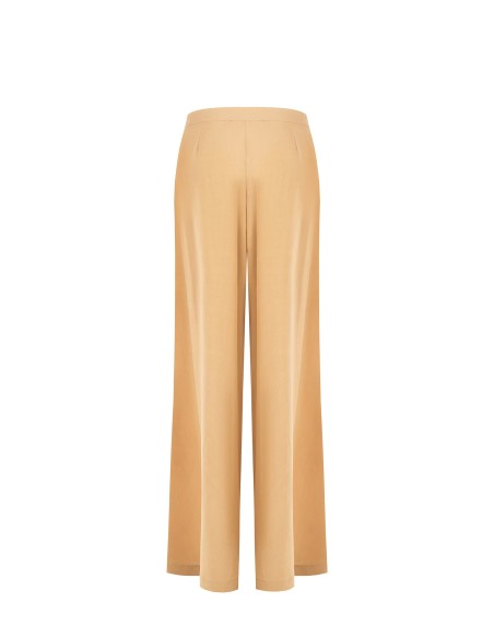 Calças Palazzo Em Mistura De Viscose E Linho Com Pence Duplas E Bolsos Rinascimento