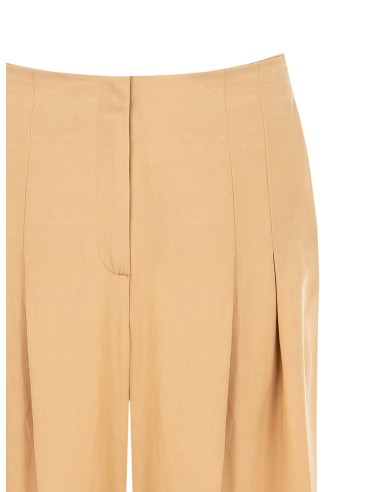 Calças Palazzo em Mistura de Viscose e Linho com Duas Pinças e Bolsos Rinascimento