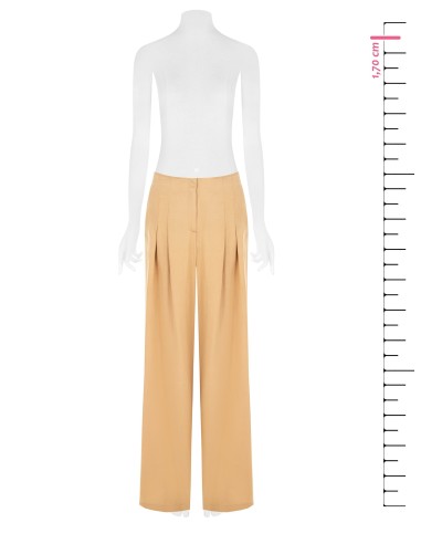 Calças palazzo em mistura de viscose e linho com duas pinças e bolsos Rinascimento