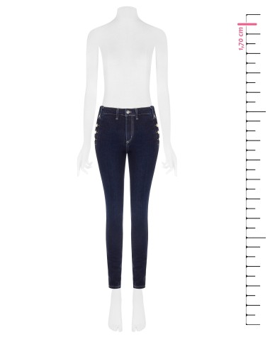 Jeans skinny com botões nas ancas Rinascimento