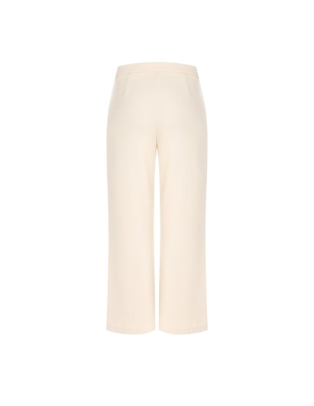 Calças Palazzo Cropped em Scuba Crepe com Elástico na Cintura Rinascimento