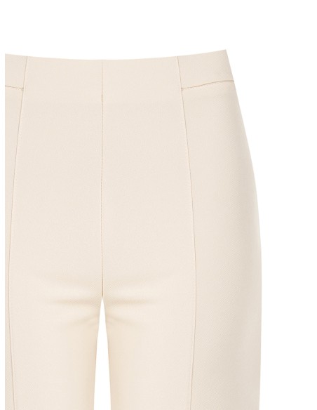 Calças palazzo cropped em scuba crepe com elástico na cintura Rinascimento