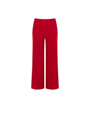 Calças palazzo cropped em scuba crepe com elástico na cintura Rinascimento