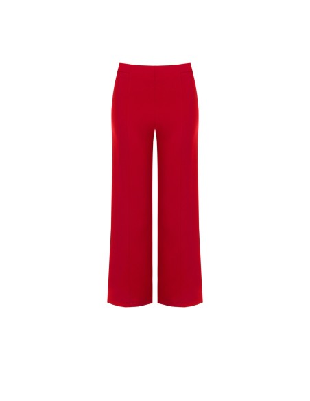 Calças palazzo cropped em scuba crepe com elástico na cintura Rinascimento