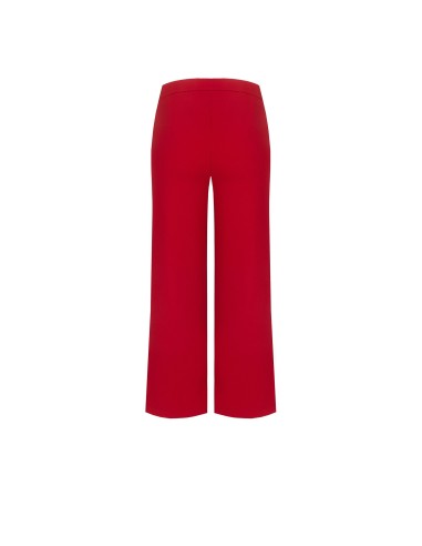 Calças palazzo cropped em scuba crepe com elástico na cintura Rinascimento