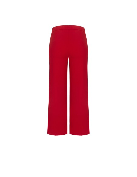 Calças palazzo cropped em scuba crepe com elástico na cintura Rinascimento