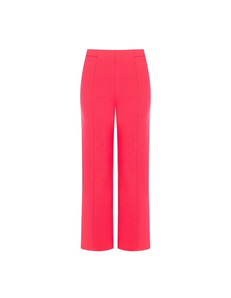Calças Palazzo Cropped em Scuba Crepe com Elástico na Cintura Rinascimento