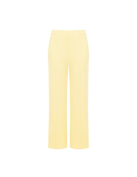 Calças palazzo curtas em scuba crepe com elástico na cintura Rinascimento