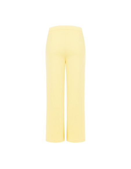 Calças Palazzo Cropped em Scuba Crepe com Elástico na Cintura Rinascimento