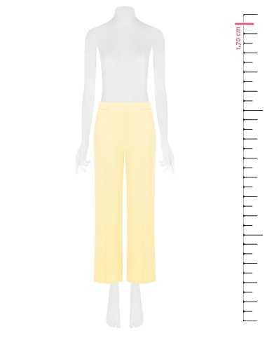 Calças palazzo cropped em scuba crepe com elástico na cintura Rinascimento