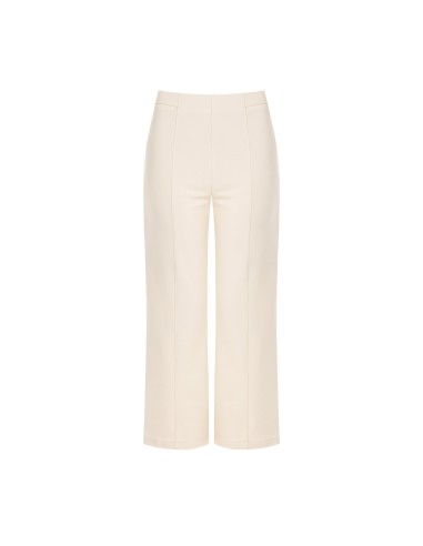 Calças palazzo cropped em scuba crepe com elástico na cintura Rinascimento