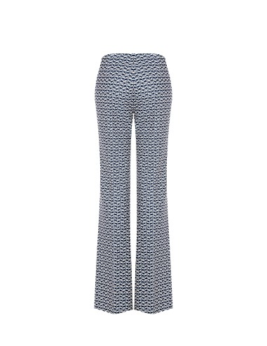 Calças palazzo em scuba crepe estampado Rinascimento