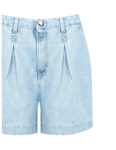 Calções Curtos Largos em Denim com Pinces Rinascimento