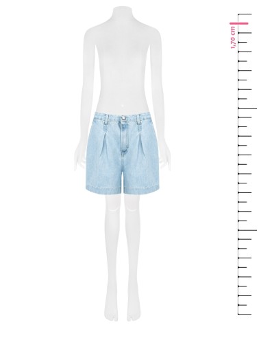 Calções largos em ganga com pregas Rinascimento