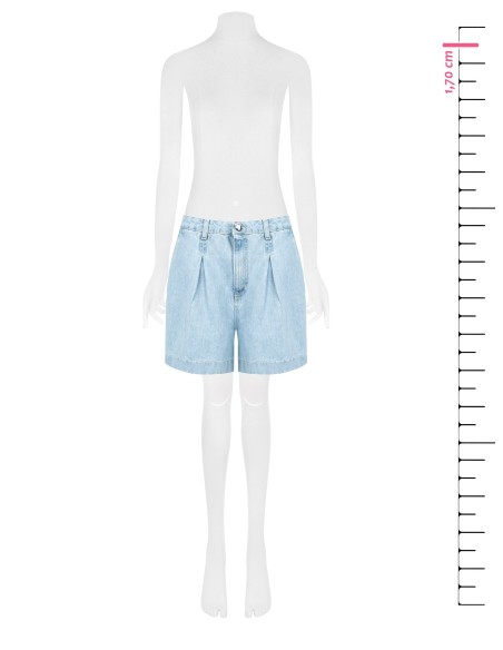 Calções largos em ganga com pregas Rinascimento