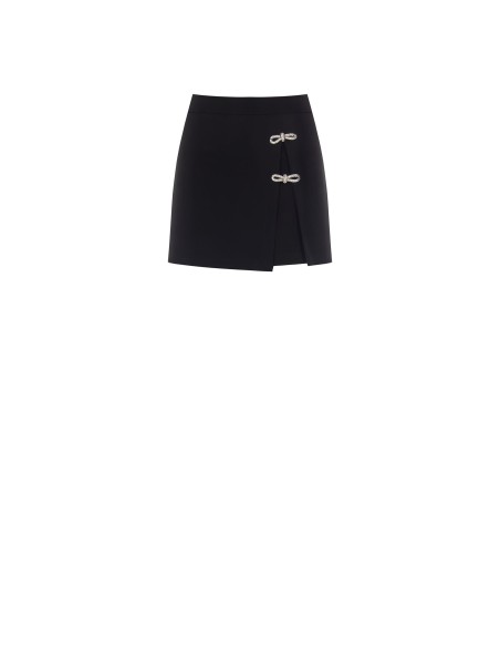 Minissaia-Pantalão Em Tecido Bistretch Com Lacinhos Em Strass Rinascimento