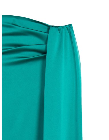 Saia longa rodada em cetim com drapeado Rinascimento