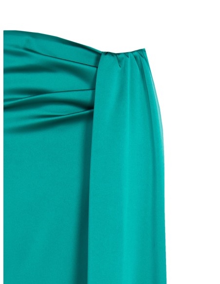 Saia longa rodada em cetim com drapeado Rinascimento