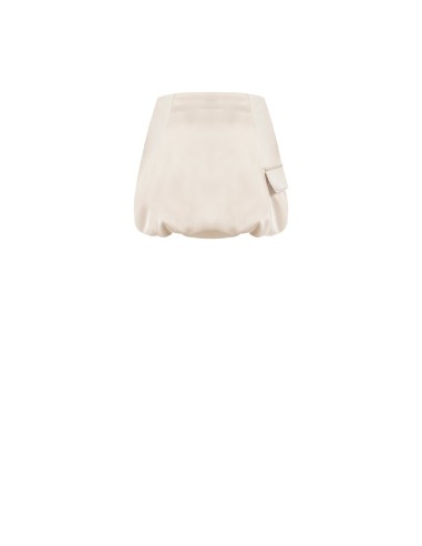 Minissaia balão em cetim com bolso e botão-joia lateral Rinascimento