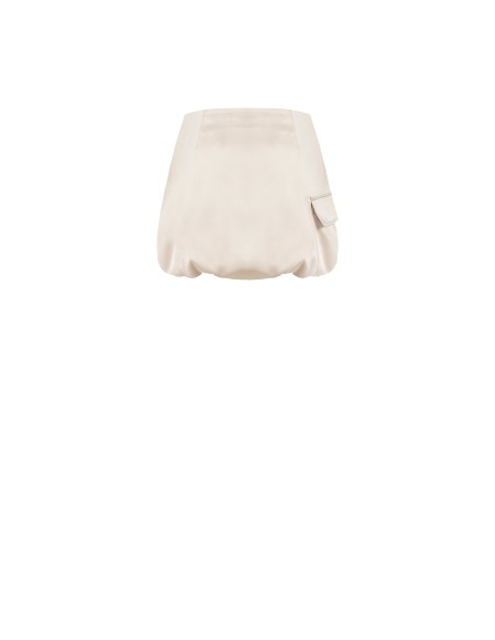 Minissaia balão em cetim com bolso e botão-joia lateral Rinascimento