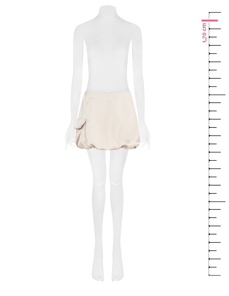 Minissaia Balão Em Cetim Com Bolso E Botão-Joia No Lado Rinascimento