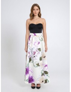 Saia longa rodada em cetim duchesse estruturado com bolsos Rinascimento 2