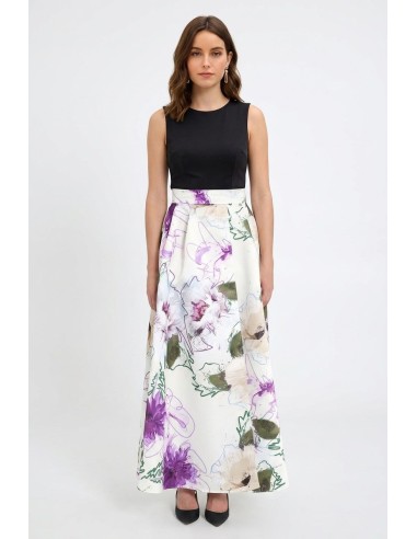 Saia Longa Rodada em Raso Estruturado Duchesse com Bolsos Rinascimento