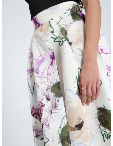 Saia longa rodada em raso duchesse estruturado com bolsos Rinascimento