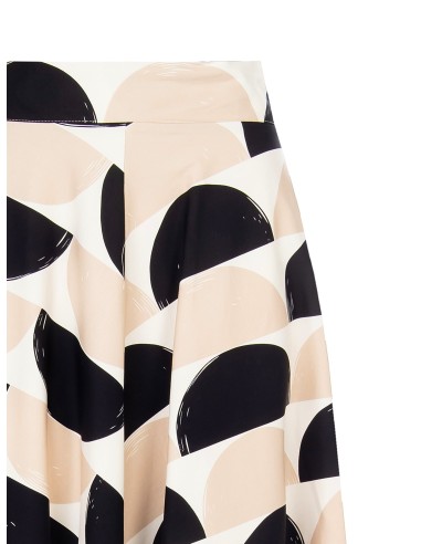 Saia longa rodada em mistura de algodão maxi-poás com bolsos Rinascimento