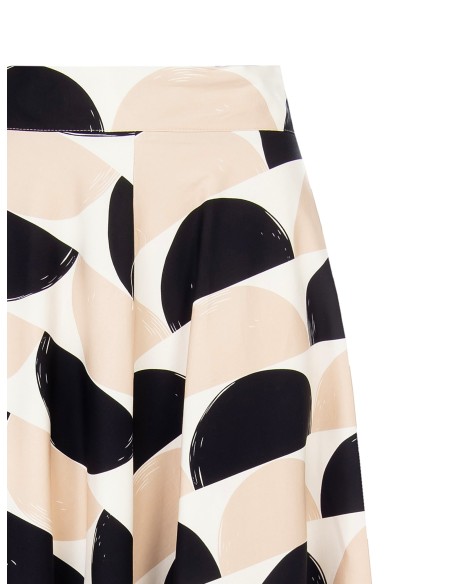 Saia longa rodada em mistura de algodão maxi-poás com bolsos Rinascimento