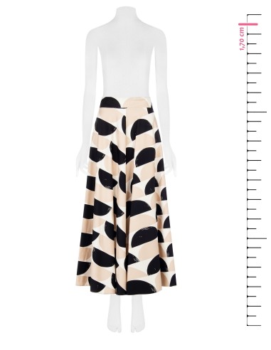 Saia Longa Evasê em Misto de Algodão com Maxi-Poás e Bolsos Rinascimento