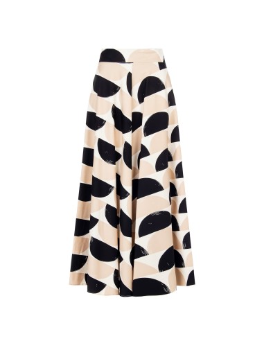 Saia longa rodada em mistura de algodão com maxi-poás e bolsos Rinascimento