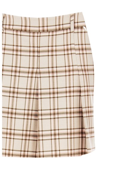 Mini-saia plissada em poliviscose xadrez Rinascimento
