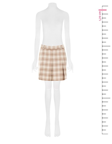 Minissaia plissada de poliviscose xadrez Rinascimento