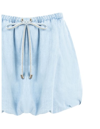 Minissaia Balão Em Denim Com Bolsos Rinascimento