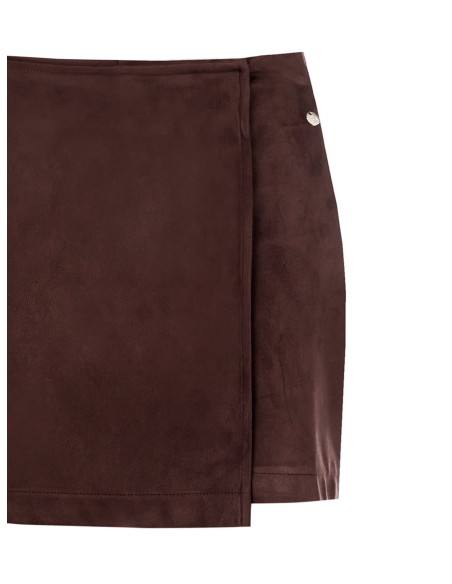 Minissaia-calça transpassada em imitação de camurça Rinascimento