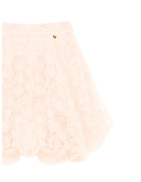 Mini-saia balão com delicadas rosas em tule e efeito tridimensional Rinascimento