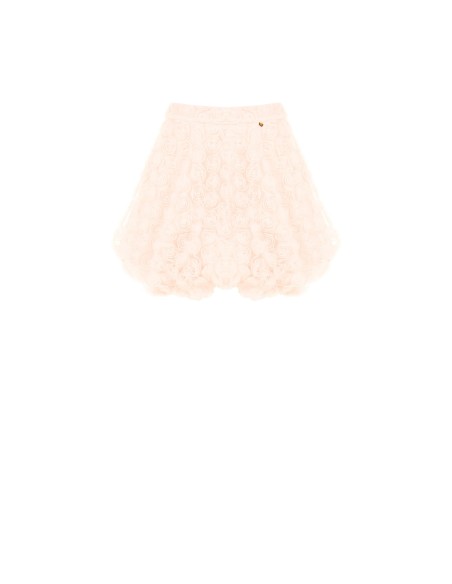 Minissaia Balão com Delicadas Rosas em Tule Efeito Tridimensional Rinascimento