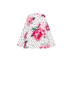 Minissaia rodada estampada com flores e bolinhas com elástico na cintura em tecido crepe Rinascimento 2
