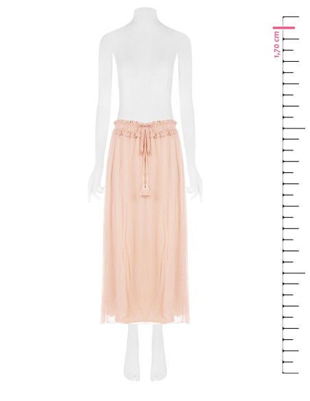 Saia Longa em Georgette com Elástico e Folhos na Cintura Rinascimento