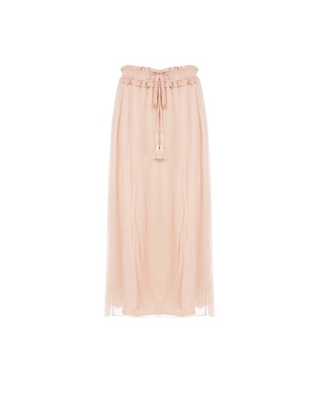 Saia longa em georgette com elástico e volante na cintura Rinascimento