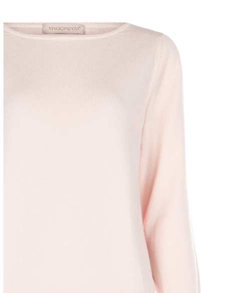 Camisola de malha curta com decote barco e logótipo bordado Rinascimento