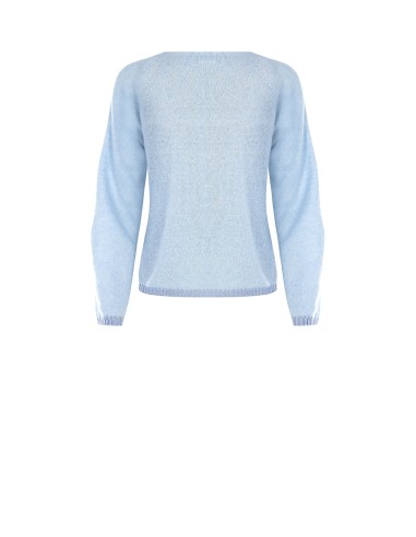 Camisola de gola redonda com bainhas em lurex e plaqueta com logótipo Rinascimento