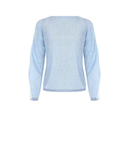 Camisola de gola redonda com bainhas em lurex e plaqueta com logótipo Rinascimento