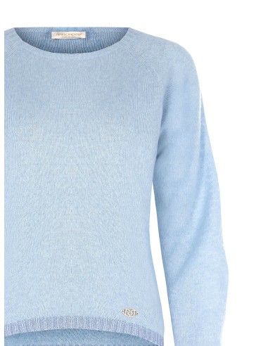 Camisola de gola redonda com bainhas em lurex e placa com logótipo Rinascimento