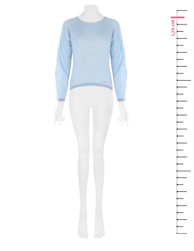 Camisola de gola redonda com bainhas em lurex e placa com logótipo Rinascimento