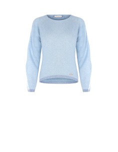 Camisola Gola Redonda com Barras em Lurex e Placa com Logótipo Rinascimento