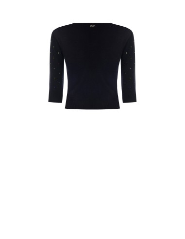 Camisola de malha com mangas 3/4 e strass multicoloridos Rinascimento