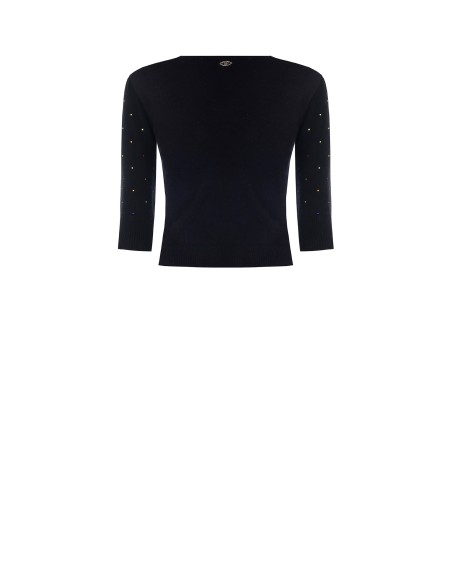 Camisola de malha com mangas 3/4 e strass multicoloridos Rinascimento