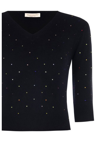 Camisola de Mangas 3/4 com Strass Multicoloridos Rinascimento